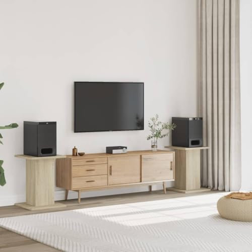 Lot de 2 Supports de Haut-parleurs pour jusqu'à 60 kg, Pieds Enceintes, Support Enceinte Home Cinema, 1 Paire de Supports d'Enceinte, chêne Sonoma Bois d'ingénierie