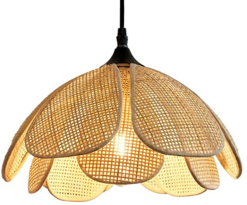JXYDJH Lampada A Sospensione in bambù Intrecciato con Paralume in Vimini Lampadario A Cesto in Rattan Beige Intrecciato A Mano da 11,8 Lampada A Sospensione in Vimini per Ingresso in Stile Boho