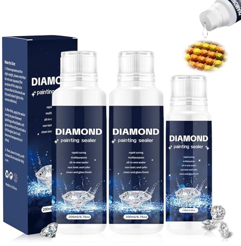 KEORHEZ 3 Pezzi Di Sigillante per Diamond Painting Colla Trasparente per Pittura Con Diamanti Per Creare Brillantezza E Proteggere I Diamanti 120 ml E 200 ml
