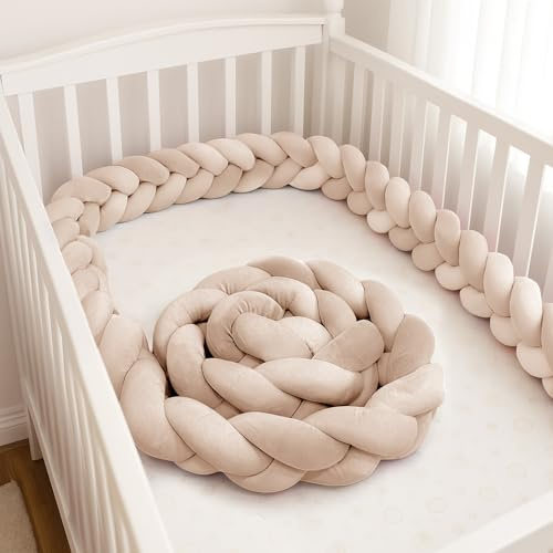 Cojín Protector Anticolisión Cuna Bebé, Cojín Protección contra Caídas, Protección Cama Trenza, Trenza Alfombra Suave Seguridad - Almohada Serpiente Nudo Decoración Habitación Infantil,N02,200cm