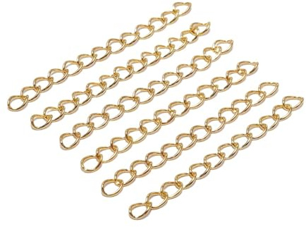 WENH 100 st/parti förlängningskedja med svans, förlängda förlängningskedjor, kontakt 50 mm 70 mm for smyckestillverkning(Gold,7cm)