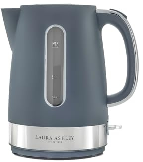 Laura Ashley Dark Slate Electric Kettle 1.7L - Energy Saving Kettles Electric Fast Boil Quiet - One Cup Kettle with Drip Free Pour & Removable Anti-Scale Filter - Jug Kettle with Heat Resistant Handle