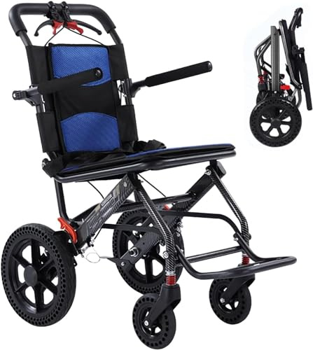 SXSLTSA Silla de ruedas plegable y ligera, silla de ruedas extra estrecha para el hogar y sobre la marcha, sillas de ruedas con absorción de impactos, silla de ruedas de viaje, sillas de ruedas de