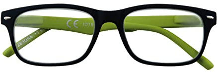 Zippo Occhiali da Lettura, Realizzati con Montatura dalle Linee Morbide, Ideale per Uomo e Donna, Diottria +1.00, Color Nero, Aste Verdi