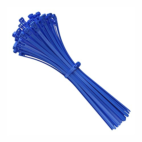 intervisio Fascette Plastica per Cablaggio Riutilizzabili, 200 mm x 7,6 mm, Blu, Richiudibili, Riapribili, Fermacavo Elettricista 200mm Nylon Cavi Stringicavo, 100 Pezzi