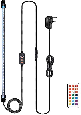 VARMHUS LED akvariebelysning, akvarielampa vit och blå färgskiftande dränkbar akvarium lampa med liten enkel akvariumtimer för soluppgång och solnedgång (57 cm, RGB)