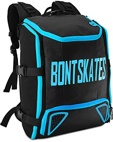 Bont Skates - Multi Sport Skate Backpack Travel Bag - Inline Ice Roller Speed Skating (Black Gamma blue)