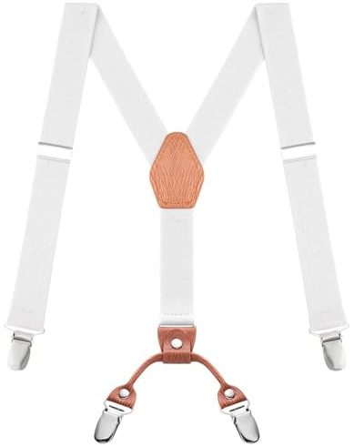 Buyless Fashion Bretelles réglables pour enfants - 26 Sangles élastiques 1 - Dos en forme de Y en cuir - 5151 - White