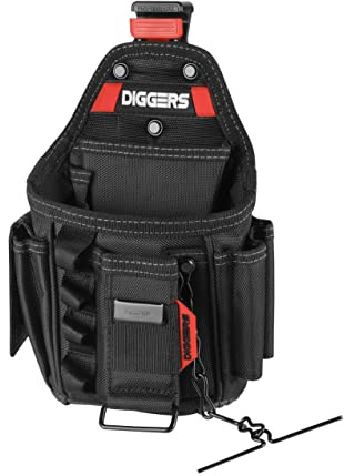 Diggers Tools - Elektriker Werkzeugtasche - [ Profi Quick Klik System ] Flexibel Kombinierbare Werkzeugtasche Gürtel - Hochwertige Gürteltasche Werkzeug für Elektriker, Dachdecker & Zimmerer