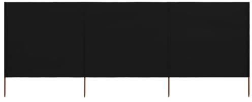 Homgoday Windabweiser 3-teilig Faltenbar 400x120cm Schwarz - Vliesstoff & Holzpfähle Model47146