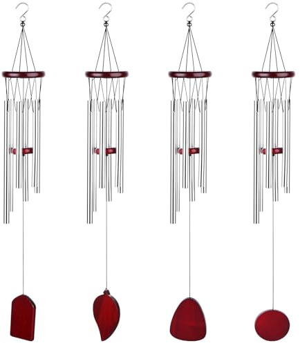 4 PCS Wind Chimes 27 Inch Outdoor Copper Red Wind Chimes Deep Tone Wind Chime with 6 Hollow Aluminum Tubes Wind Bells for Garden Yark Patio Home Decoration