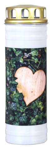 Vela para tumba reciclada de luz eterna, diseño de hiedra y corazón, respetuosa con el medio ambiente JEKA