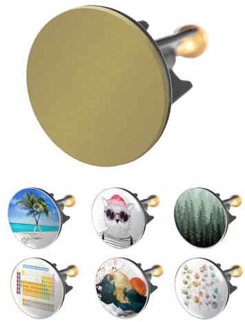 Arteneur Waschbeckenstöpsel 40mm Gold – Edelstahl Excenterstopfen mit extra Schwerer Messingschraube für stabilen Halt | Universeller Abflussstopfen für Waschbecken