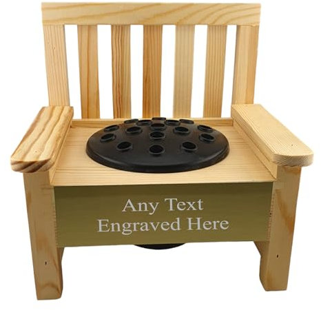 1stclassgifts Personalised Engraved Wooden Memorial Bench With Integrated Flower Pot Perfect For Garden Grave Marker (Gold Plate)