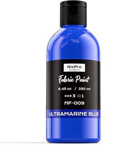 Nicpro Blaue Stofffarbe für Möbel, 250 ml, Stofffarbe für Kleidung, permanent, weich, reichhaltiges Pigment, ungiftig, Textilfarbe für Stoff, DIY, Handwerk, T-Shirts, Schuhe, Jeans, für Kinder,