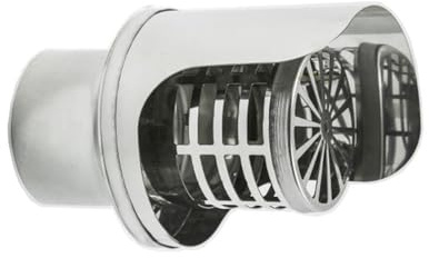 ALLINOX Terminale Scarico Fumi Pellet Orizzontale Acciaio INOX AISI 304 Per Canna Fumaria Protezione A Becco Con Griglia (DN 80)