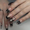 Calkkrer 24 Stück Schwarze French Press On Nails, Nägel Zum Aufkleben Mit Schleife, Quadratische Künstliche Nägel, Künstliche Fingernägel, Fake Nägel, Falsche Nagelspitzen
