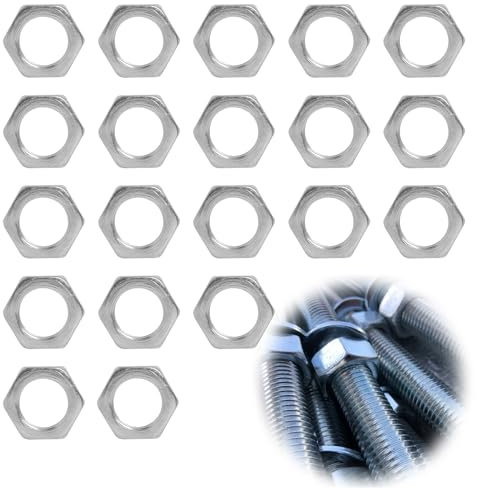 Tuercas hexagonales M10 x 1 SW12, 20 pieza, Perfil Ultra Bajo, Zincadas, Rosca Fina, Ideal para Espacios Reducidos y Montajes de Alta Precisión