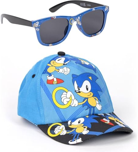 Cappellino e Occhiali Sonic Unisex per Bambini, Design Originale, Regolabili e Leggeri, Ideali per L'Estate e Come Protezione Solare