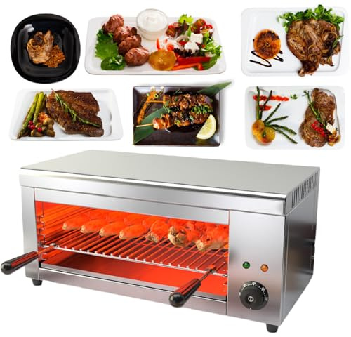 TBANVOO Electric 122-572°F Cheesemelter Broiler, 2000W Salamander Broiler, Electric Raclette Grill Cheese Melter, Commercial Wall Mount or Countertop Stainless Steel Toaster Oven