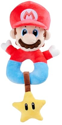 My Mario Baby Activity Grabber with Rattle – 6-Inch Plush Grasp Toy with Crackling Star for Infants & Newborns
