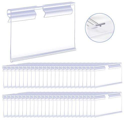 WYAN 50 Pièces Supports D'étiquettes en Plastique Transparent, Porte Étiquettes en Plastique, porte-prix porte-étiquettes, pour bacs de rangement, présentoirs pour affiches promotionnelles