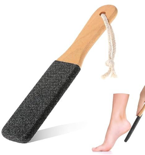 1 PCS Foot Care Stone,Pumice Stone for Feet,Exfoliating Callus Remover,Dead Skin Remover,Ergonomic Wooden Handle,Calluses & Cracked Heels (Black)