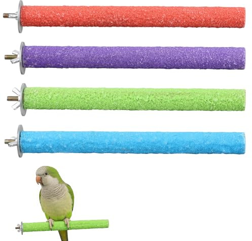 4 Pcs 20 cm Parrot Perches, Rough Sand Bird Paw Grinding Stick Wooden