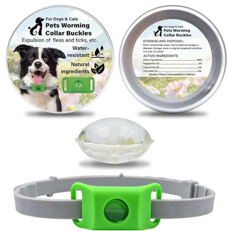 Aquality Pets Collar, Collar Antipulgas para Antiparasitos Natural, con CáPsulas Reemplazables Ajustable Ligero Ayuda a Proteger contra Pulgas para Perros y Gatos (Verde)
