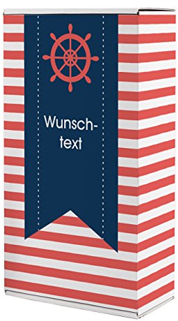 Herz & Heim® Geschenkbox im maritimen Design mit Ihrem Wunschtext bedruckt