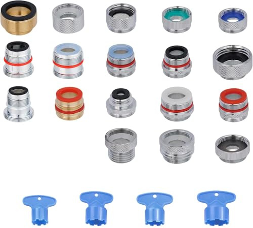 15 st kranadapterkit, mässingskran luftaradapter set manlig kvinna kök kran adapter omvandlare till kran luftare, trädgårdsslang, standardslang i husbil, applicera på både avtagbar och cache luftare