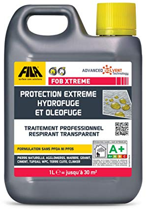 FILA Surface Care Solutions, FOB XTREME, Protection Extrême Hydrofuge et Oléofuge pour Pierre, Marbre, Granit, Ciment, WPC, Terre Cuite, Clinker, 1L