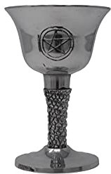 Calice gothique argenté avec symbole pentagramme magique, parfait pour une utilisation comme pièce d'autel de maison/wiccan/wicca/méditation/gothique