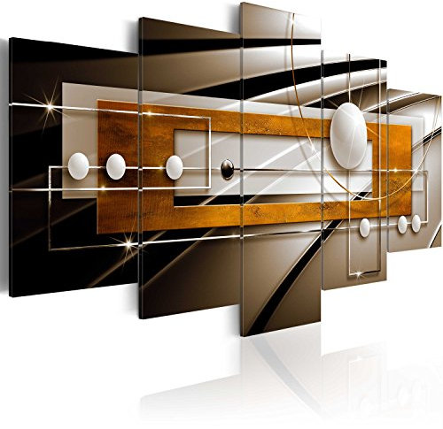 B&D XXL - Tableau Acoustique Abstrait 200x100 cm 5 Parties - Décoration Isolation Phonique Bureau Chambre Panneau Insonorisant Impression sur Toile - Abstrait Artistique a-A-0209-b-o