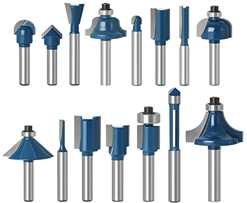 ArtisanShow 15PCS 1/4 Inch Shank Tungsten Carbide Tipped Router Bit Set, Milling Saw Cutter Tool Kit, Professional Woodworking Tools