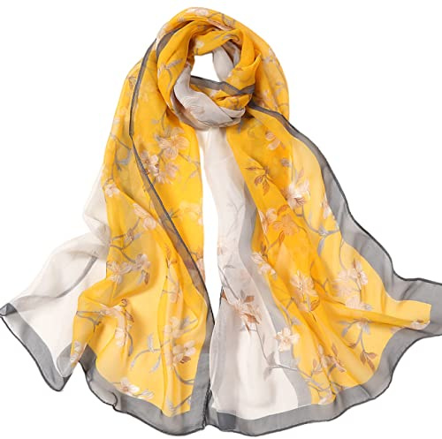 FAIRYGATE Womens Scarves Floral Printed Georgette Hijab Chiffon Scarf Ladies Scarfs for Women Shawl A4205