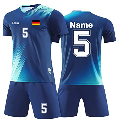 LAIFU Jungen Kinder Fussball Trikot Set Personalisiert Trikot mit Namen Fußballtrikot mit Namen