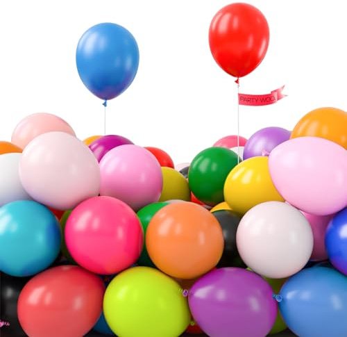 PartyWoo Rainbow Balloons, 105 pcs 5 Inch Balloons Assorted Colours, Multi Coloured Balloons for Balloon Garland or Balloon Arch as Birthday Decorations, Party Decorations, Baby Shower Decorations