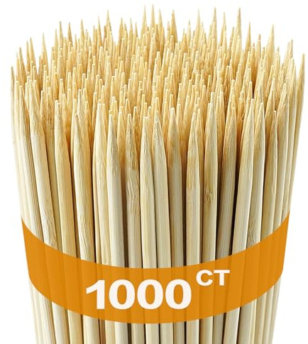 Nexboraque 1000 Pack 12 Inch Bamboo Skewers, 4 mm Natural Wood Sticks for Grilling Crafts, Kabob, Fruit, Appetizer, Cocktail, Sausage, Chocolate Fountain, BBQ, Flower Bouquet