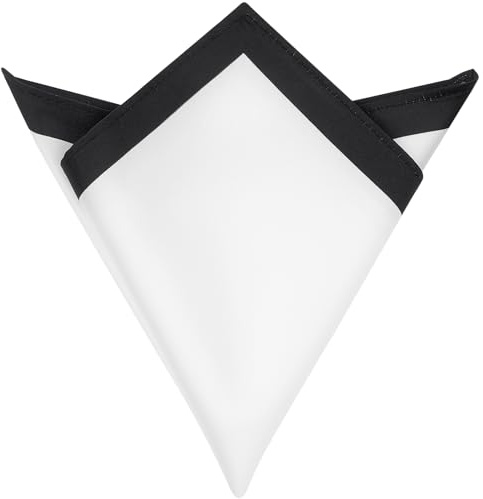 Elerevyo Men's Contrast Color Lightweight White Pocket Squares