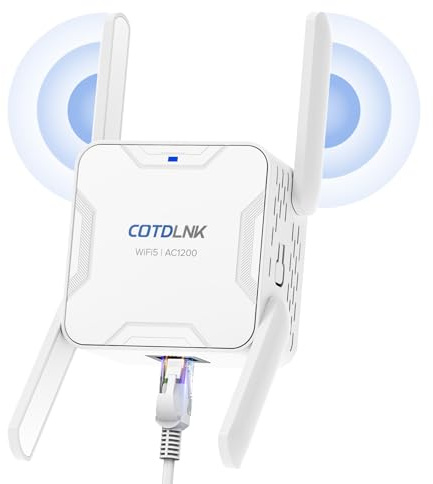 COTDLNK 2025 WLAN Verstärker für Home WLAN Repeater 1200 Mbit/s 5GHz & 2,4GHz Dual Band mit Eingebaute PA WiFi Internet Verstärker WiFi Repeater, einfache Einrichtung, EU-Stecker