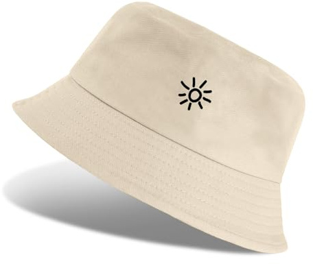 Tuopuda Plegable Sombrero de Pescador Mujer Hombre Sombrero de Sol Verano Playa Gorra Unisex para Al Aire Libre, Cámping Playa, Beige-02