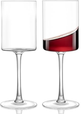 HAHASHOW Verres à vin rouge en cristal 46cl - Lot de 2 verres à pied long élégants pour anniversaire, mariage et cadeaux de Saint-Valentin