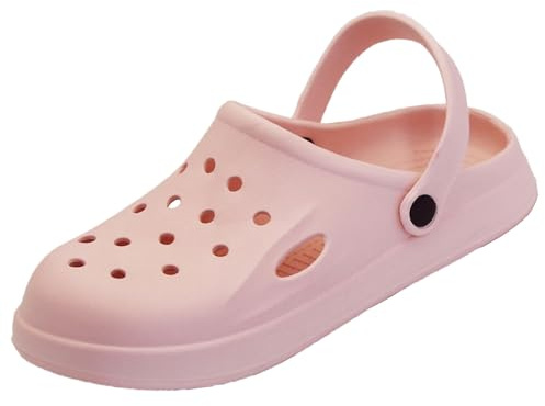 Soft Garden Clogs for Women and Men, Non-Slip Shoes Heel Strap Mules Sandals Lightweight Slippers Outdoor Slides (Pink, Adult, Women, 3, Numeric Range, UK Footwear Size System, 4, Medium)
