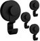 poraceous 4 Piezas Ganchos de Ventosa, Ganchos de Ventosa al Vacío, Colgador Toalla Baño Sin Perforar, Reutilizable, para Cocina, Baño, Pared, Vidrio, Colgar Toalla (Negro)