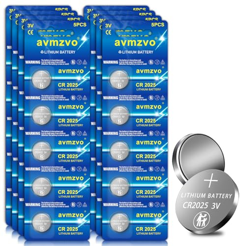 avmzvo CR2025 Batteria a bottone al litio, 40 pezzi, 3 V, prestazione a lunga durata, per chiavette auto, bilance, piccoli dispositivi elettronici【5 anni di garanzia di stoccaggio】