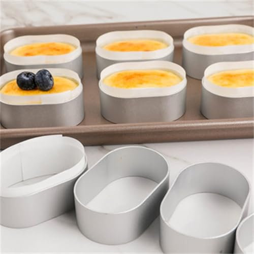 Set di 10 mini stampi in alluminio per torte, forma ovale, per torte di formaggio semi cotte e vari dessert