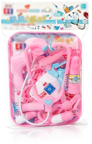 YUVKIN Dottoressa Bambina, Set Valigetta Dottore Bambini, Kit Medico Infermiera Giocattolo con Stetoscopio, Gioco di Ruolo Regalo per Bambino Ragazze Ragazzi