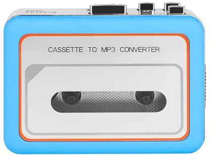 Lazmin112 Kassettbandspelare, Stereo Dual Channel, 3,5 Mm Hörlursuttag, Bärbar Kassett Till Mp3-omvandlare, Usb-inspelare, Klart Ljud, Auto Reverse, Enduring och Portable (BLUE)