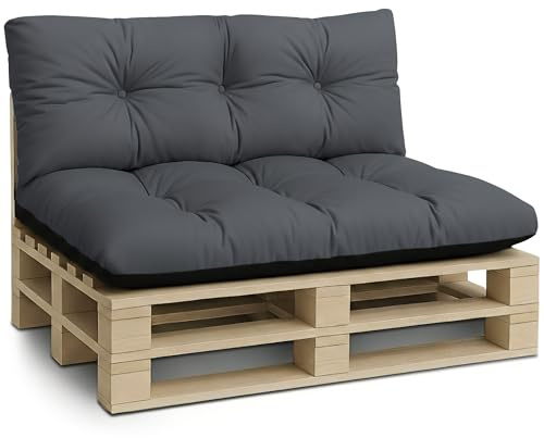 Amazinggirl Cojines para palets Exterior Cojín de Asiento 120x80 cm - Cojin por Palet o Almohada jardín por Banco terraza balcón y Patio Almohadas para Asiento en Jardin Grafito